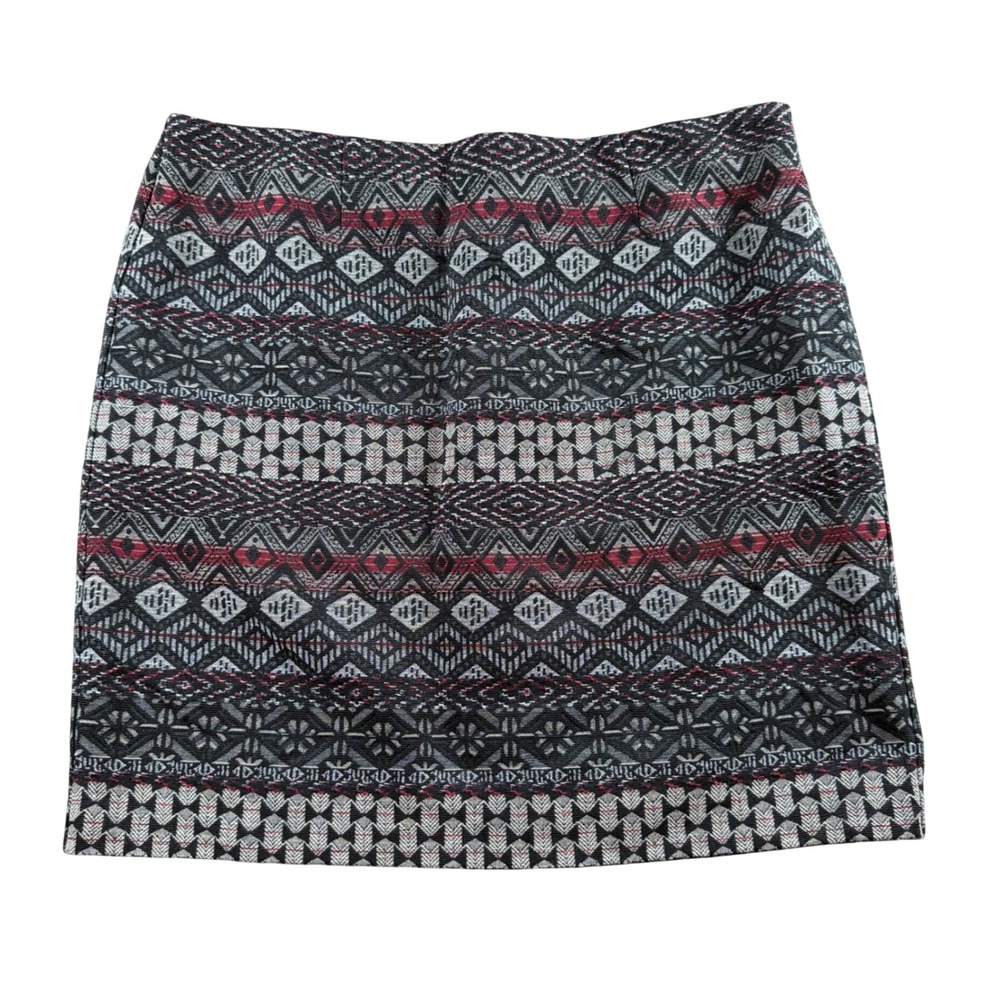 J Jill Petite Tribal Geometric Mini Skirt Large Aztec lined Southwest boho black